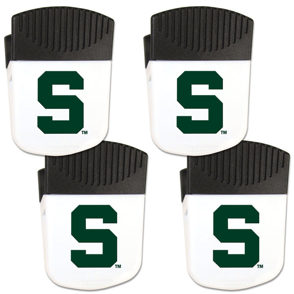 NCAA - Michigan St. Spartans Chip Clip Magnet with Bottle Opener, 4 pack-Other Cool Stuff,College Other Cool Stuff,Michigan St. Spartans Other Cool Stuff-JadeMoghul Inc.