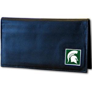 NCAA - Michigan St. Spartans Deluxe Leather Checkbook Cover-Wallets & Checkbook Covers,Checkbook Covers,Wallet Checkbook Covers,Window Box Packaging,College Wallet Checkbook Covers-JadeMoghul Inc.