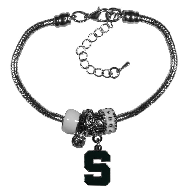 NCAA - Michigan St. Spartans Euro Bead Bracelet-Jewelry & Accessories,Bracelets,Euro Bead Bracelets,College Euro Bead Bracelets-JadeMoghul Inc.
