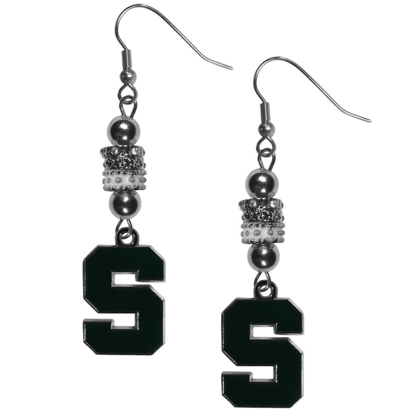 NCAA - Michigan St. Spartans Euro Bead Earrings-Jewelry & Accessories,Earrings,Euro Bead Earrings,College Euro Bead Earrings-JadeMoghul Inc.