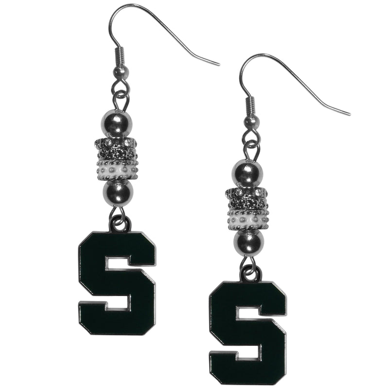 NCAA - Michigan St. Spartans Euro Bead Earrings-Jewelry & Accessories,Earrings,Euro Bead Earrings,College Euro Bead Earrings-JadeMoghul Inc.