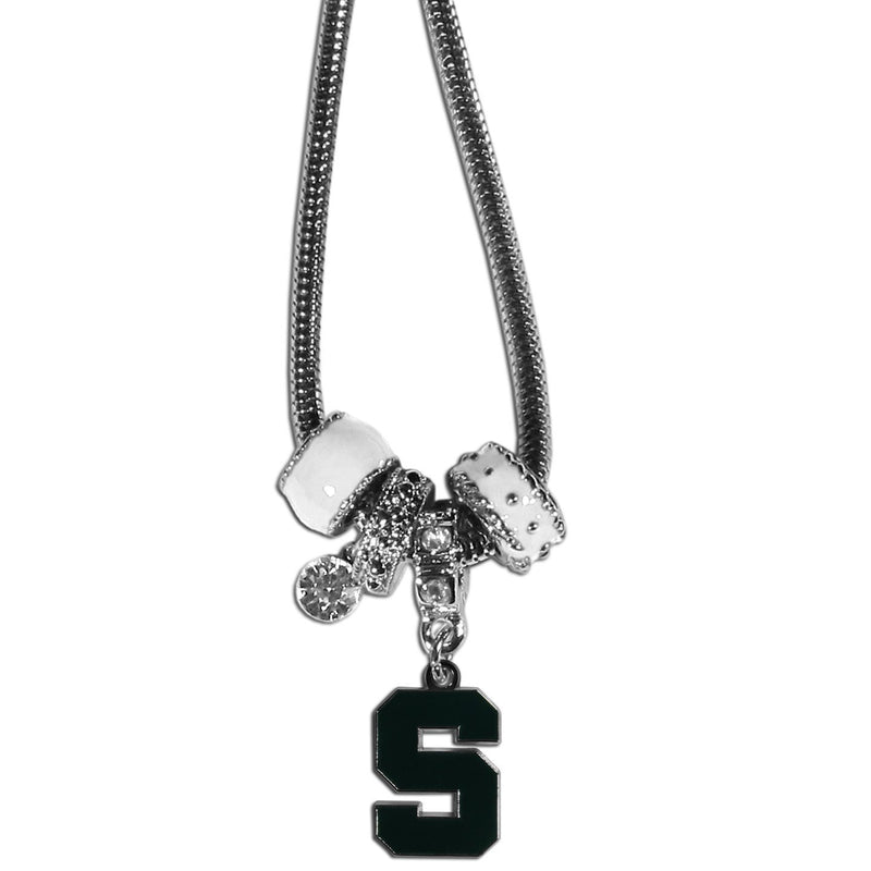 NCAA - Michigan St. Spartans Euro Bead Necklace-Jewelry & Accessories,Necklaces,Euro Bead Necklaces,College Euro Bead Necklaces-JadeMoghul Inc.
