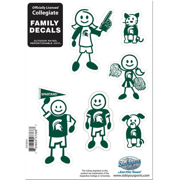 NCAA - Michigan St. Spartans Family Decal Set Small-Automotive Accessories,Decals,Family Character Decals,Small Family Decals,College Small Family Decals-JadeMoghul Inc.