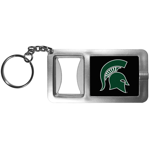 NCAA - Michigan St. Spartans Flashlight Key Chain with Bottle Opener-Key Chains,Flashlight Key Chain With Bottle Opener,College Flashlight Key Chain With Bottle Opener-JadeMoghul Inc.