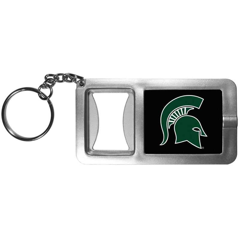 NCAA - Michigan St. Spartans Flashlight Key Chain with Bottle Opener-Key Chains,Flashlight Key Chain With Bottle Opener,College Flashlight Key Chain With Bottle Opener-JadeMoghul Inc.