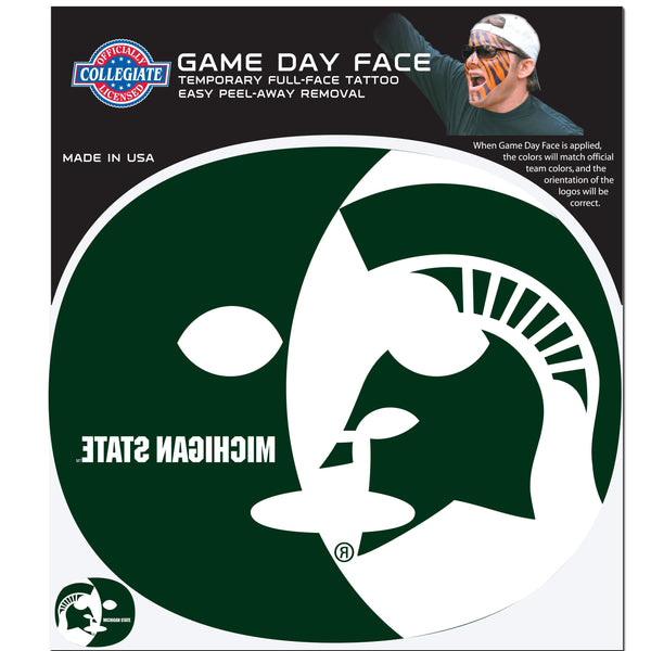 NCAA - Michigan St. Spartans Game Face Temporary Tattoo-Tailgating & BBQ Accessories,Game Day Face Temporary Tattoos,College Game Day Faces-JadeMoghul Inc.