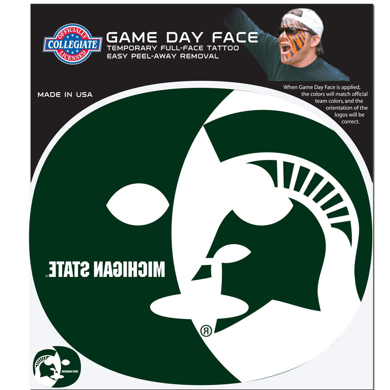 NCAA - Michigan St. Spartans Game Face Temporary Tattoo-Tailgating & BBQ Accessories,Game Day Face Temporary Tattoos,College Game Day Faces-JadeMoghul Inc.