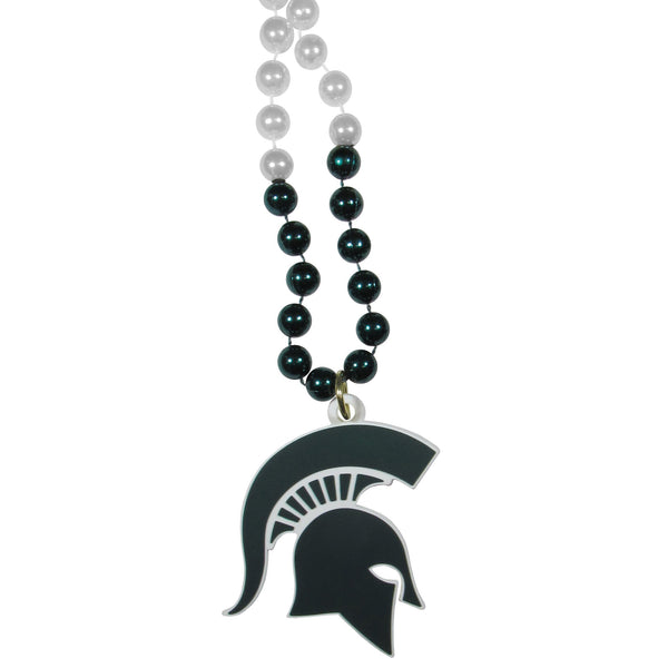 NCAA - Michigan St. Spartans Mardi Gras Necklace-Jewelry & Accessories,College Jewelry,College Necklaces,Mardi Gras Bead Necklaces-JadeMoghul Inc.