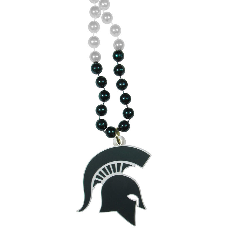 NCAA - Michigan St. Spartans Mardi Gras Necklace-Jewelry & Accessories,College Jewelry,College Necklaces,Mardi Gras Bead Necklaces-JadeMoghul Inc.