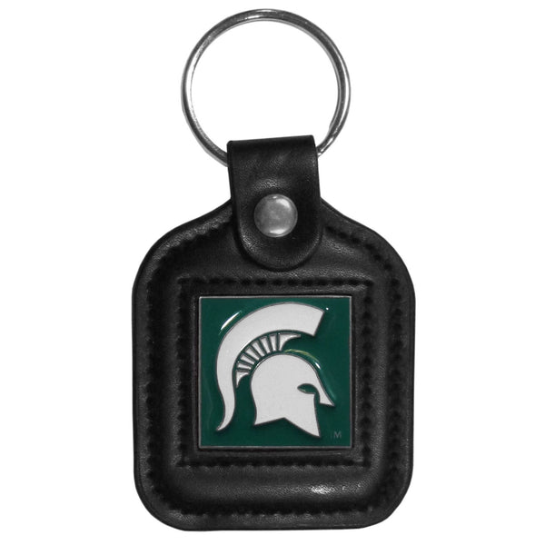 NCAA - Michigan St. Spartans Square Leatherette Key Chain-Key Chains,Leatherette Key Chains,College Leatherette Key Chains-JadeMoghul Inc.