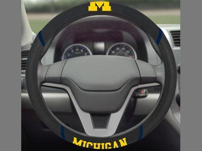 Custom Mats NCAA Michigan Steering Wheel Cover 15"x15"