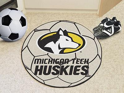 Round Entry Rugs NCAA Michigan Tech Soccer Ball 27" diameter