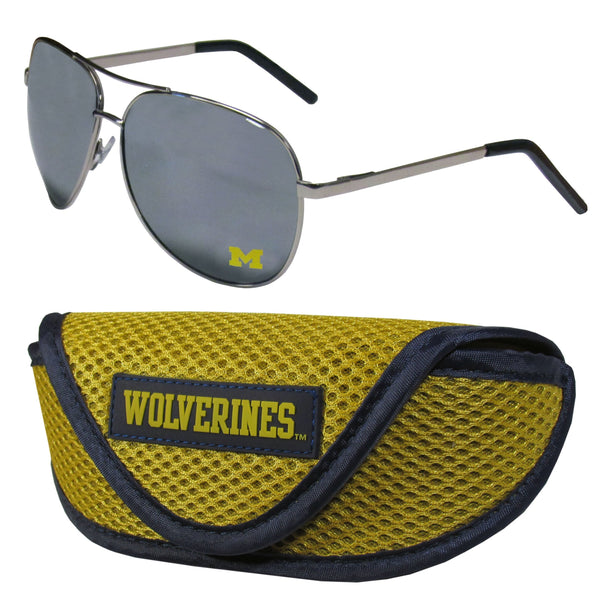 NCAA - Michigan Wolverines Aviator Sunglasses and Sports Case-Sunglasses, Eyewear & Accessories,Sunglass & Accessory Sets,Aviator Sunglasses & Sport Case,College Aviator Sunglasses Sunglasses & Sport Case-JadeMoghul Inc.