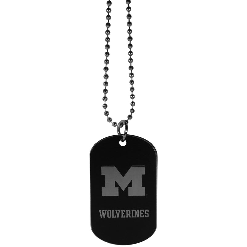 NCAA - Michigan Wolverines Chrome Tag Necklace-Jewelry & Accessories,Necklaces,Chrome Tag Necklaces,College Chrome Tag Necklaces-JadeMoghul Inc.