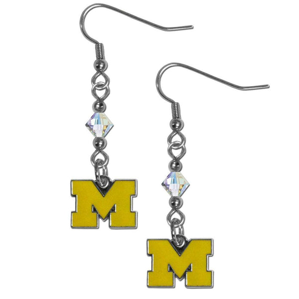 NCAA - Michigan Wolverines Crystal Dangle Earrings-Jewelry & Accessories,Earrings,Crystal Dangle Earrings,College Crystal Earrings-JadeMoghul Inc.