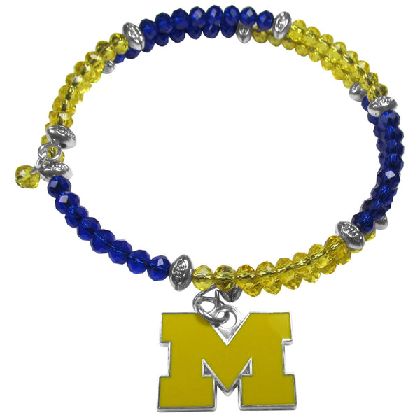 NCAA - Michigan Wolverines Crystal Memory Wire Bracelet-Jewelry & Accessories,College Jewelry,College Bracelets,Crystal Memory Wire Bracelets-JadeMoghul Inc.