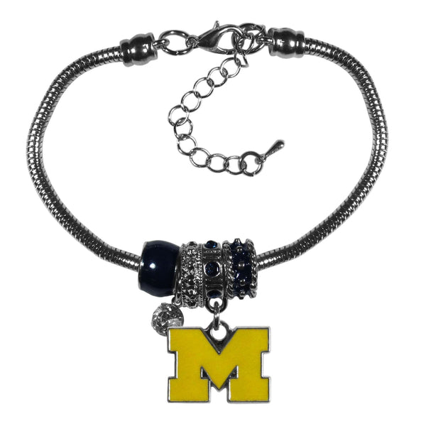 NCAA - Michigan Wolverines Euro Bead Bracelet-Jewelry & Accessories,Bracelets,Euro Bead Bracelets,College Euro Bead Bracelets-JadeMoghul Inc.