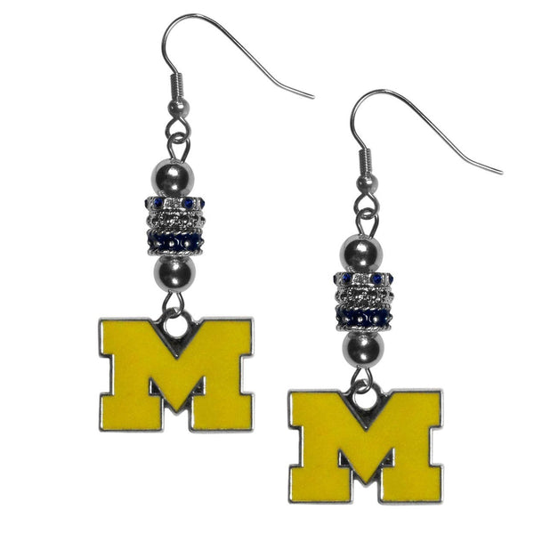 NCAA - Michigan Wolverines Euro Bead Earrings-Jewelry & Accessories,Earrings,Euro Bead Earrings,College Euro Bead Earrings-JadeMoghul Inc.