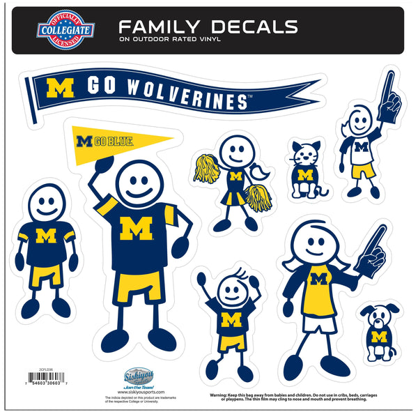 NCAA - Michigan Wolverines Family Decal Set Large-Automotive Accessories,Decals,Family Character Decals,Large Family Decals,College Large Family Decals-JadeMoghul Inc.