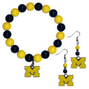 NCAA - Michigan Wolverines Fan Bead Earrings and Bracelet Set-Jewelry & Accessories,Jewelry Sets,Fan Bead Earrings and Bracelet-JadeMoghul Inc.