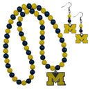 NCAA - Michigan Wolverines Fan Bead Earrings and Necklace Set-Jewelry & Accessories,College Jewelry,Michigan Wolverines Jewelry-JadeMoghul Inc.