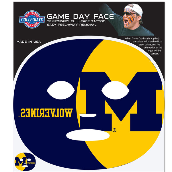 NCAA - Michigan Wolverines Game Face Temporary Tattoo-Tailgating & BBQ Accessories,Game Day Face Temporary Tattoos,College Game Day Faces-JadeMoghul Inc.