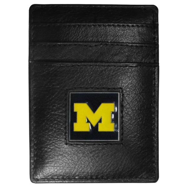 NCAA - Michigan Wolverines Leather Money Clip/Cardholder-Wallets & Checkbook Covers,Money Clip/Cardholders,Window Box Packaging,College Money Clip/Cardholders-JadeMoghul Inc.