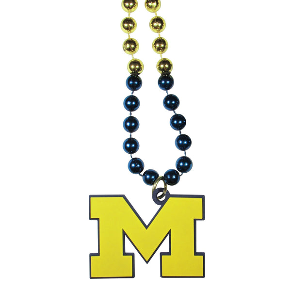 NCAA - Michigan Wolverines Mardi Gras Necklace-Jewelry & Accessories,College Jewelry,College Necklaces,Mardi Gras Bead Necklaces-JadeMoghul Inc.
