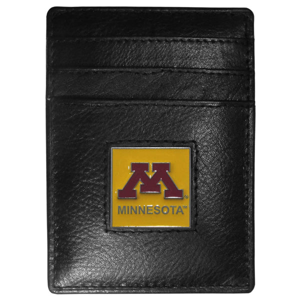 NCAA - Minnesota Golden Gophers Leather Money Clip/Cardholder Packaged in Gift Box-Wallets & Checkbook Covers,Money Clip/Cardholders,Gift Box Packaging,College Money Clip/Cardholders-JadeMoghul Inc.