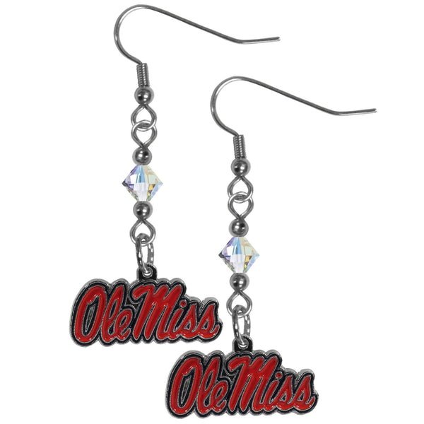 NCAA - Mississippi Rebels Crystal Dangle Earrings-Jewelry & Accessories,Earrings,Crystal Dangle Earrings,College Crystal Earrings-JadeMoghul Inc.