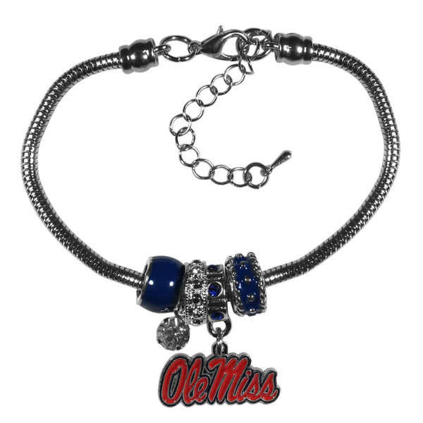 NCAA - Mississippi Rebels Euro Bead Bracelet-Jewelry & Accessories,Bracelets,Euro Bead Bracelets,College Euro Bead Bracelets-JadeMoghul Inc.