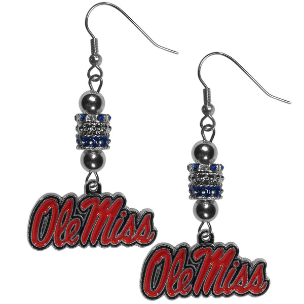 NCAA - Mississippi Rebels Euro Bead Earrings-Jewelry & Accessories,Earrings,Euro Bead Earrings,College Euro Bead Earrings-JadeMoghul Inc.