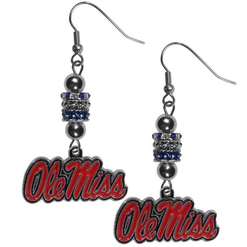 NCAA - Mississippi Rebels Euro Bead Earrings-Jewelry & Accessories,Earrings,Euro Bead Earrings,College Euro Bead Earrings-JadeMoghul Inc.