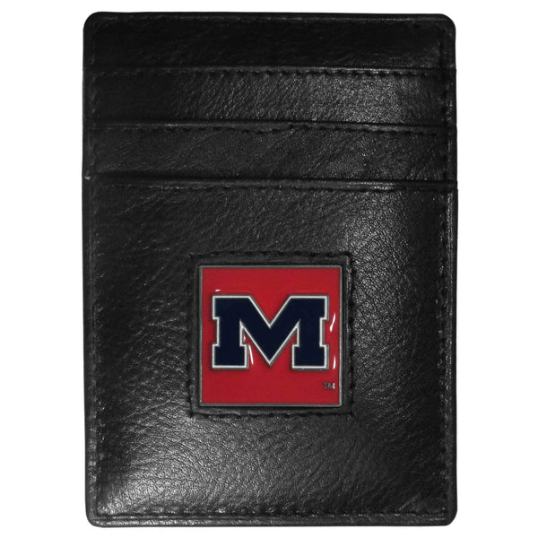 NCAA - Mississippi Rebels Leather Money Clip/Cardholder Packaged in Gift Box-Wallets & Checkbook Covers,Money Clip/Cardholders,Gift Box Packaging,College Money Clip/Cardholders-JadeMoghul Inc.
