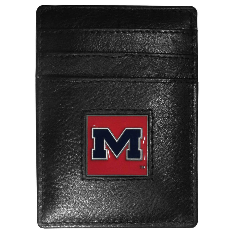 NCAA - Mississippi Rebels Leather Money Clip/Cardholder Packaged in Gift Box-Wallets & Checkbook Covers,Money Clip/Cardholders,Gift Box Packaging,College Money Clip/Cardholders-JadeMoghul Inc.
