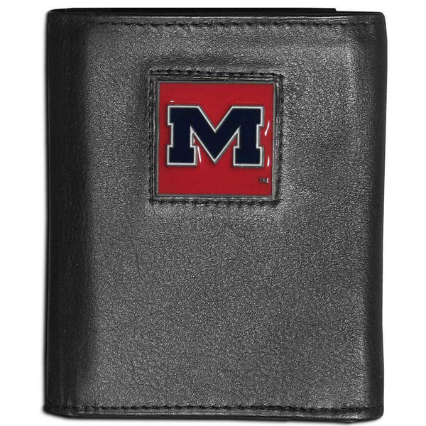 NCAA - Mississippi Rebels Leather Tri-fold Wallet-Wallets & Checkbook Covers,Tri-fold Wallets,Tri-fold Wallets,College Tri-fold Wallets-JadeMoghul Inc.