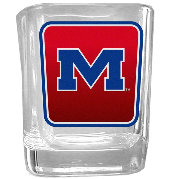NCAA - Mississippi Rebels Square Glass Shot Glass-Beverage Ware,Shot Glass,Graphic Shot Glass Set,College Graphic Shot Glass Set-JadeMoghul Inc.