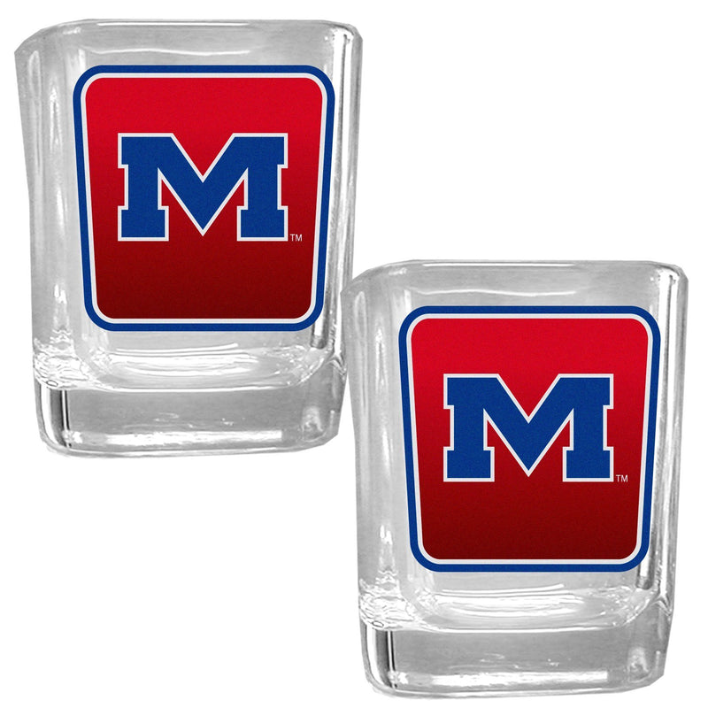 NCAA - Mississippi Rebels Square Glass Shot Glass Set-Beverage Ware,Shot Glass,Graphic Shot Glass,College Graphic Shot Glass,-JadeMoghul Inc.