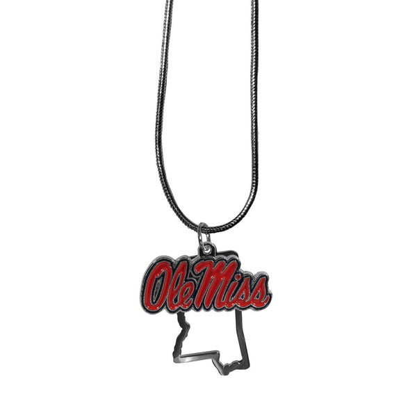 NCAA - Mississippi Rebels State Charm Necklace-Jewelry & Accessories,Necklaces,State Charm Necklaces,College State Charm Necklaces-JadeMoghul Inc.