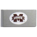 NCAA - Mississippi St. Bulldogs Brushed Metal Money Clip-Wallets & Checkbook Covers,Money Clips,Brushed Money Clips,College Brushed Money Clips-JadeMoghul Inc.