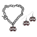 NCAA - Mississippi St. Bulldogs Chain Bracelet and Dangle Earring Set-Jewelry & Accessories,College Jewelry,Mississippi St. Bulldogs Jewelry-JadeMoghul Inc.