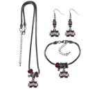 NCAA - Mississippi St. Bulldogs Euro Bead Jewelry 3 piece Set-Jewelry & Accessories,College Jewelry,Mississippi St. Bulldogs Jewelry-JadeMoghul Inc.