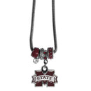 NCAA - Mississippi St. Bulldogs Euro Bead Necklace-Jewelry & Accessories,Necklaces,Euro Bead Necklaces,College Euro Bead Necklaces-JadeMoghul Inc.