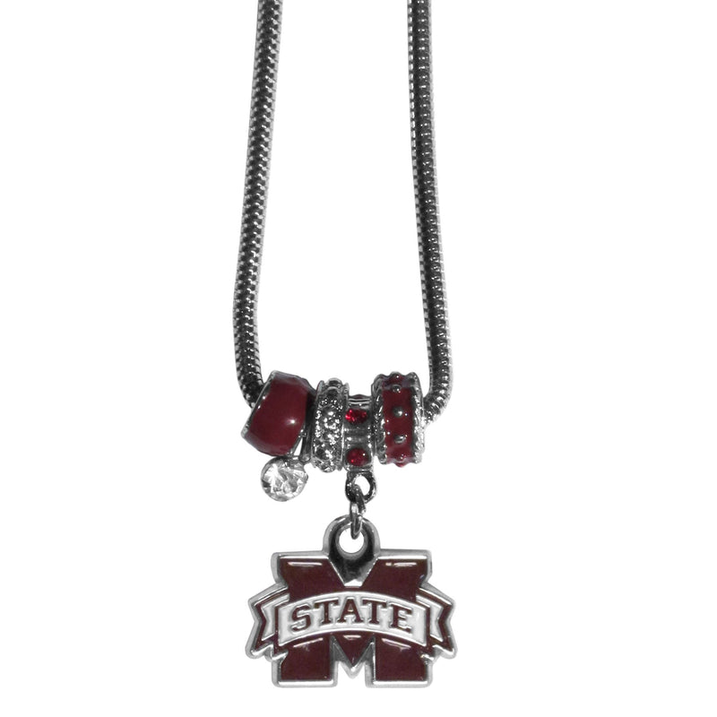 NCAA - Mississippi St. Bulldogs Euro Bead Necklace-Jewelry & Accessories,Necklaces,Euro Bead Necklaces,College Euro Bead Necklaces-JadeMoghul Inc.