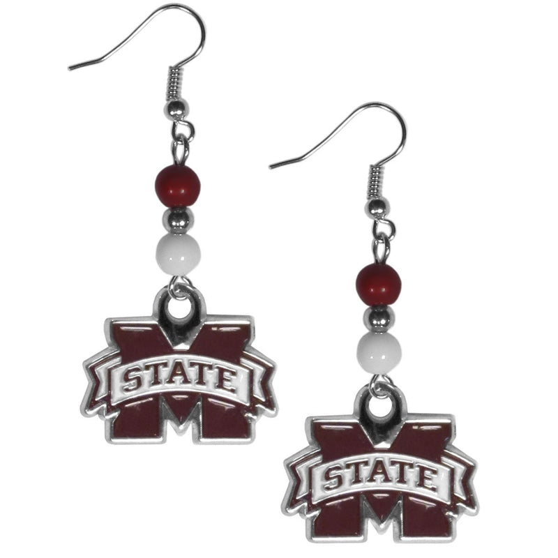 NCAA - Mississippi St. Bulldogs Fan Bead Dangle Earrings-Jewelry & Accessories,Earrings,Fan Bead Earrings, Fan Bead Earrings-JadeMoghul Inc.