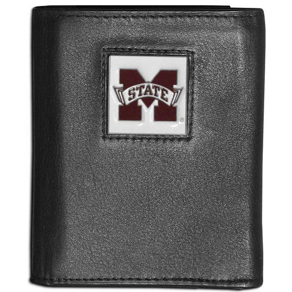 NCAA - Mississippi St. Bulldogs Leather Tri-fold Wallet-Wallets & Checkbook Covers,Tri-fold Wallets,Tri-fold Wallets,College Tri-fold Wallets-JadeMoghul Inc.