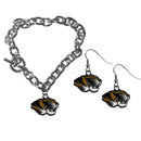 NCAA - Missouri Tigers Chain Bracelet and Dangle Earring Set-Jewelry & Accessories,College Jewelry,Missouri Tigers Jewelry-JadeMoghul Inc.