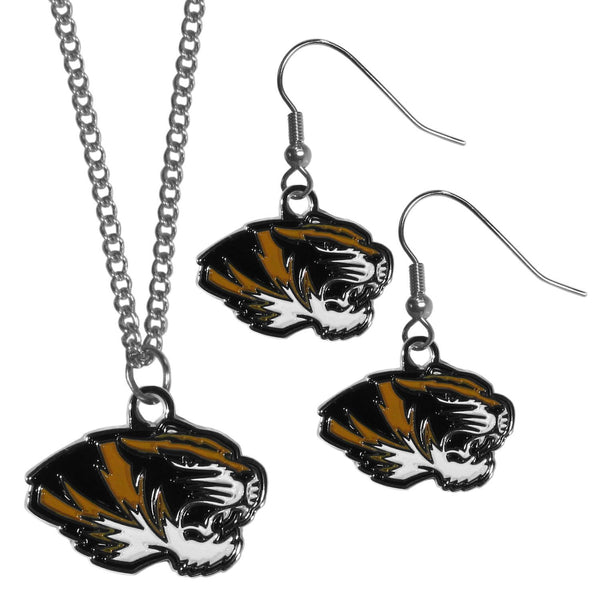 NCAA - Missouri Tigers Dangle Earrings and Chain Necklace Set-Jewelry & Accessories,Jewelry Sets,Dangle Earrings & Chain Necklace-JadeMoghul Inc.