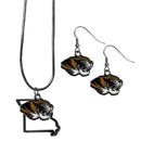 NCAA - Missouri Tigers Dangle Earrings and State Necklace Set-Jewelry & Accessories,College Jewelry,Missouri Tigers Jewelry-JadeMoghul Inc.