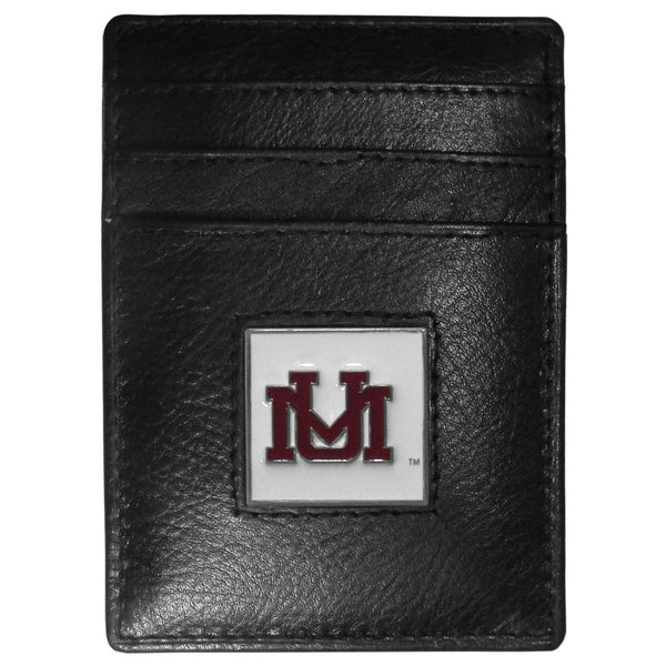 NCAA - Montana Grizzlies Leather Money Clip/Cardholder Packaged in Gift Box-Wallets & Checkbook Covers,Money Clip/Cardholders,Gift Box Packaging,College Money Clip/Cardholders-JadeMoghul Inc.